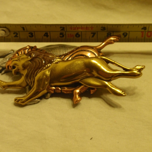Elephant, Zebra, and Lion Brooch - Three Toned - Picture 7 of 8
